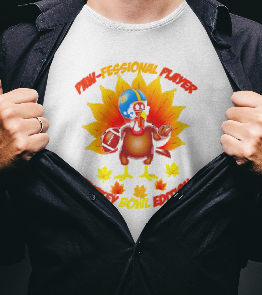 Paw-fessional Player Turkey Bowl Edition Football Helmet Maple Leaves T-Shirt