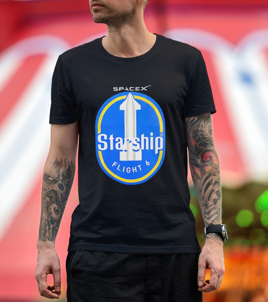 SpaceX Starship Flight 6 Emblem with Rocket T-Shirt