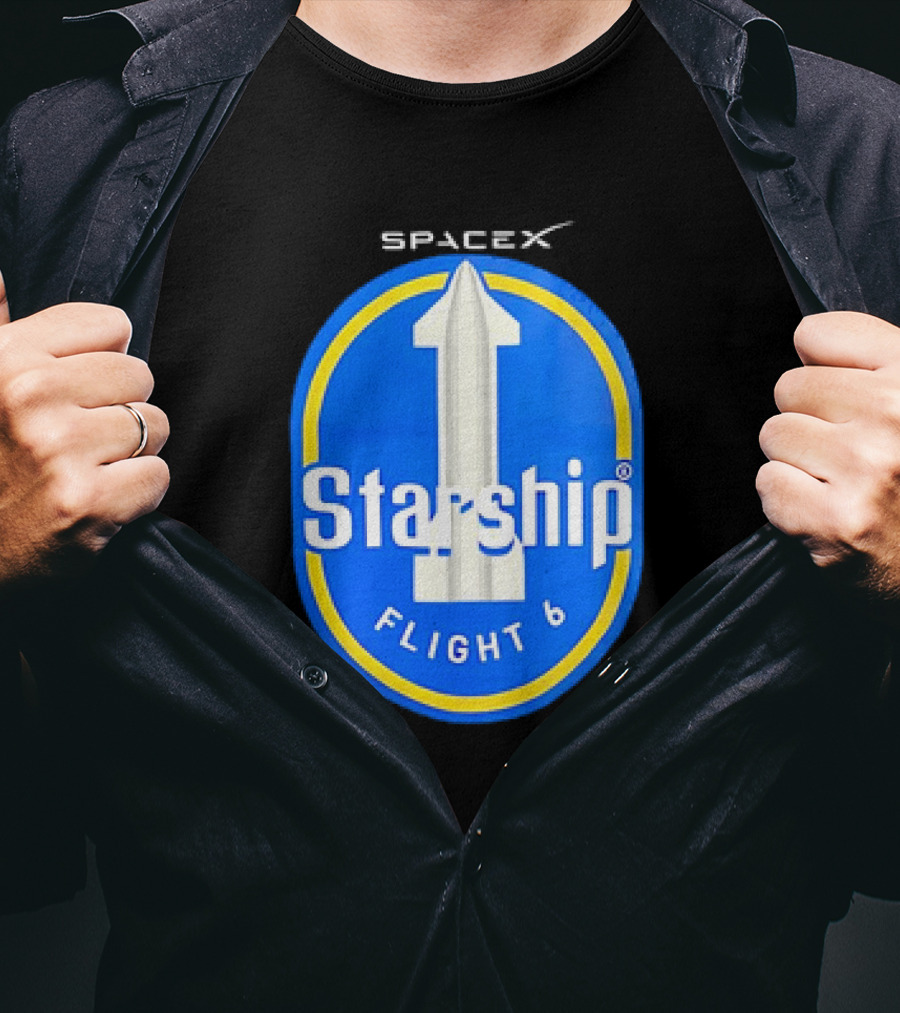 SpaceX Starship Flight 6 Emblem With Rocket T-Shirt