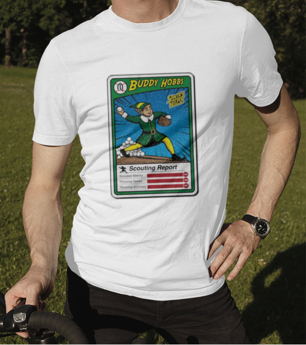 Buddy Hobbs Santa’s Helper Scouting Report Snowball Making Throwing Speed Accuracy T-Shirt