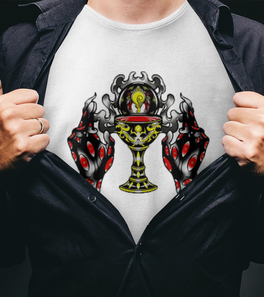 Chalice Hands Classic Red And Black Flame T-Shirt
