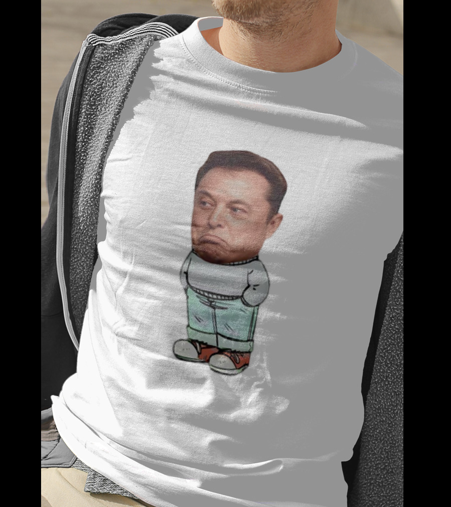 Elon Musk Cartoon Character Chill Guy With Dog Attire T-Shirt