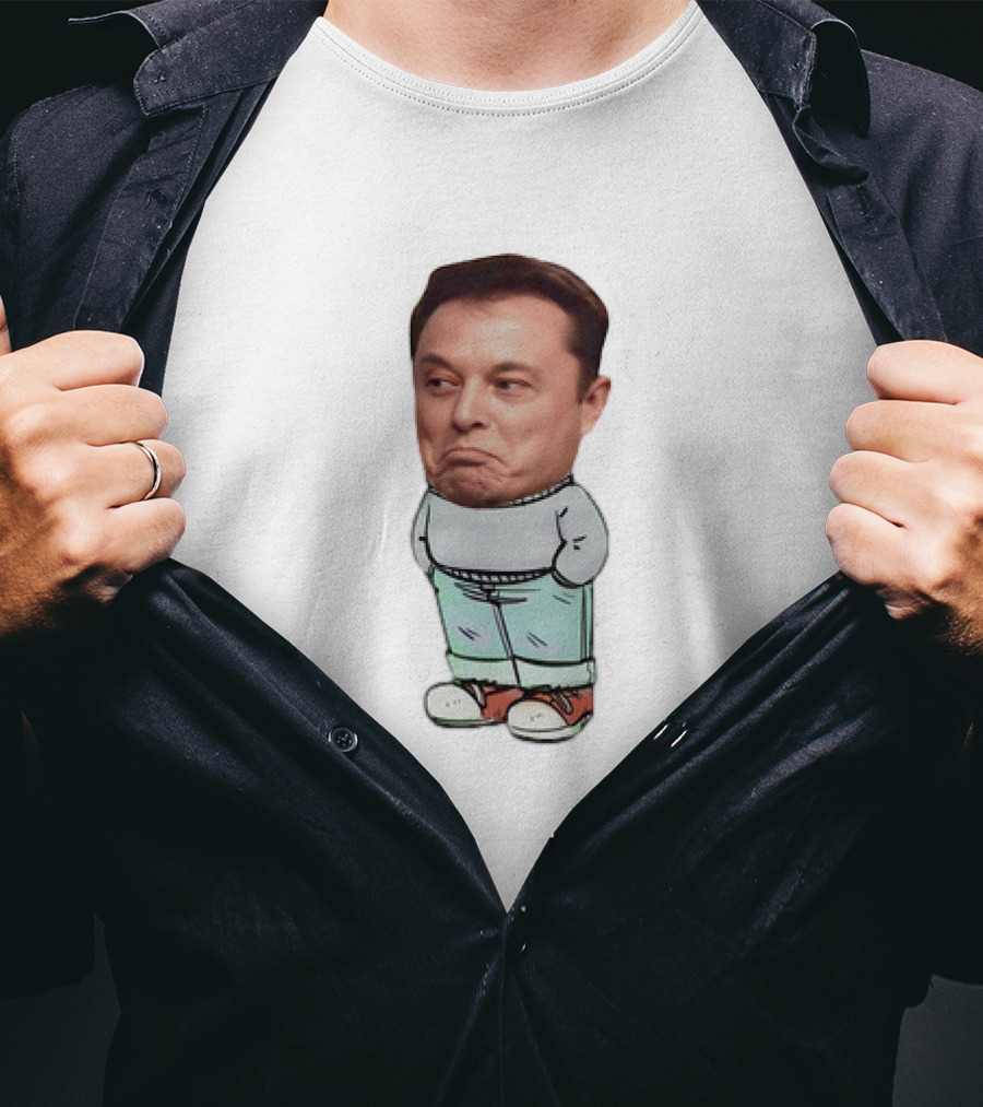 Elon Musk Cartoon Character Chill Guy With Dog Attire T-Shirt