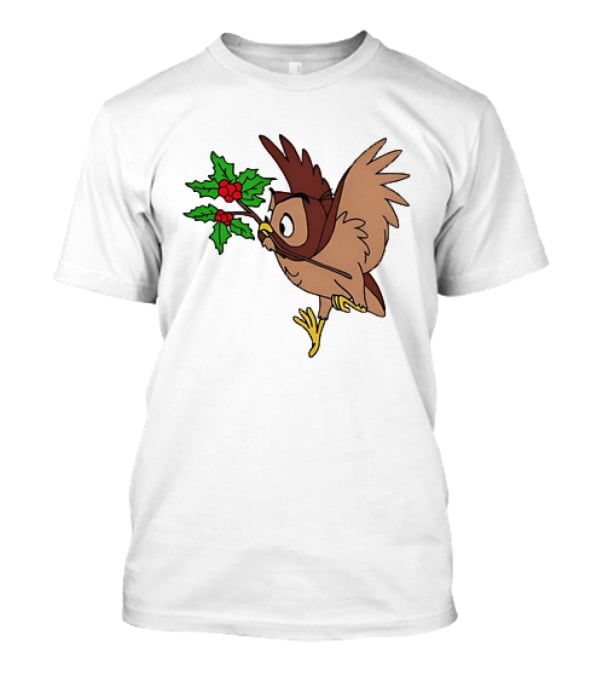 Owl With Holly Branch Festive Christmas Classic T-Shirt