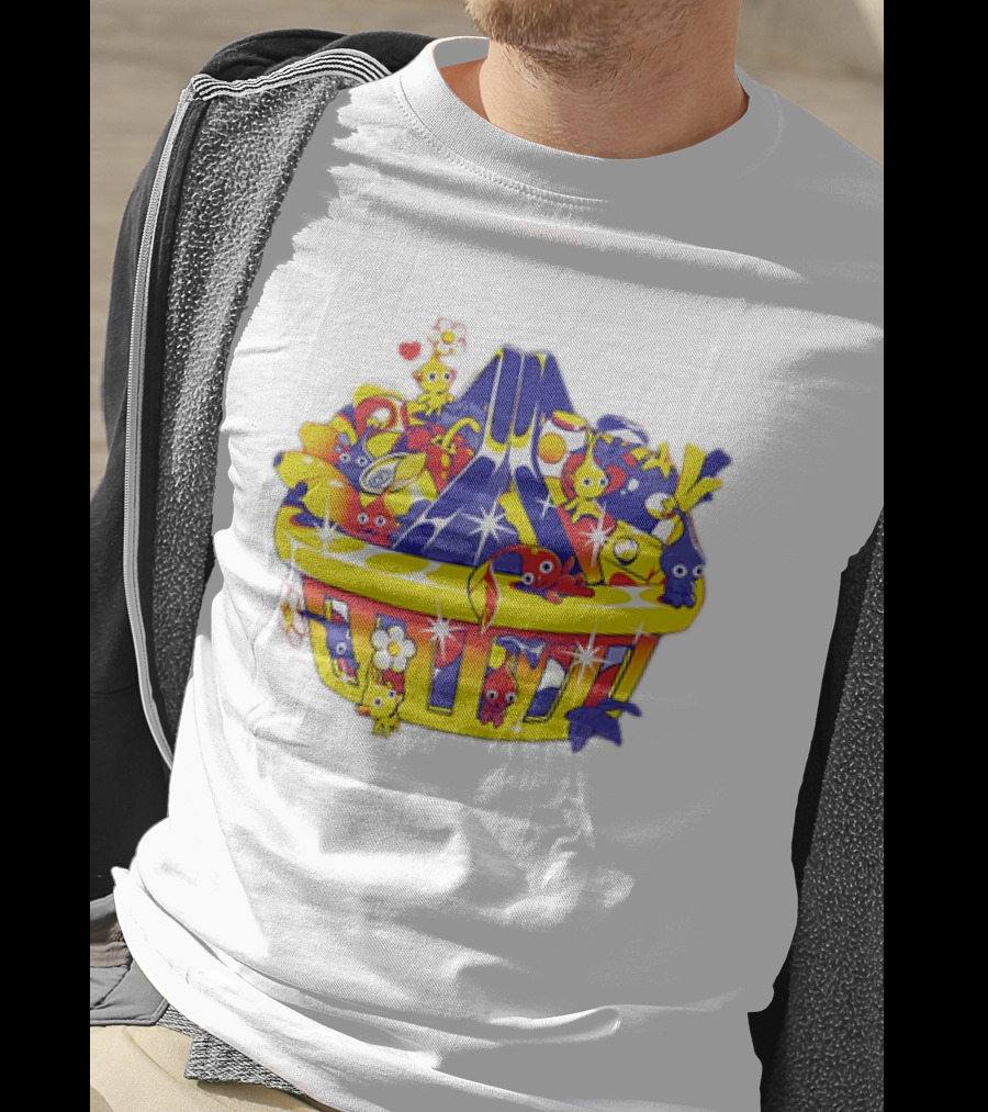 Pikmin Basket Overflowing With Colorful Creatures And Hearts T-Shirt