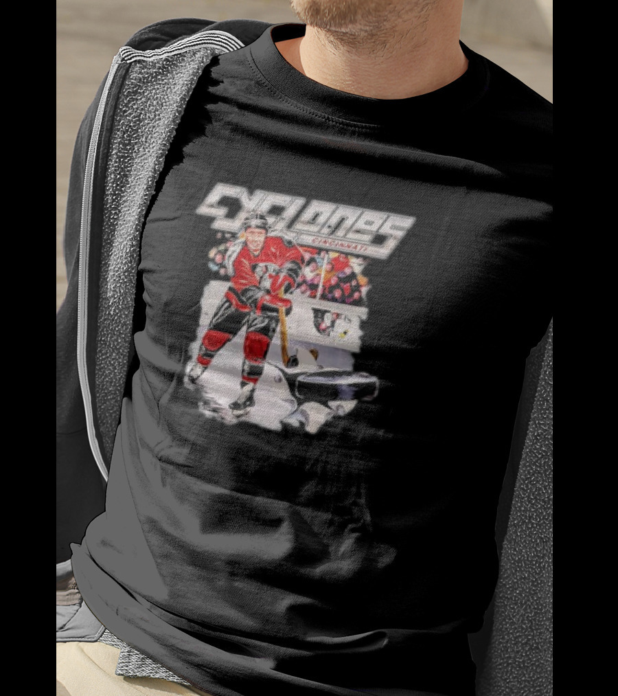 Cincinnati Cyclones Vintage Hockey Player Action Scene T-Shirt