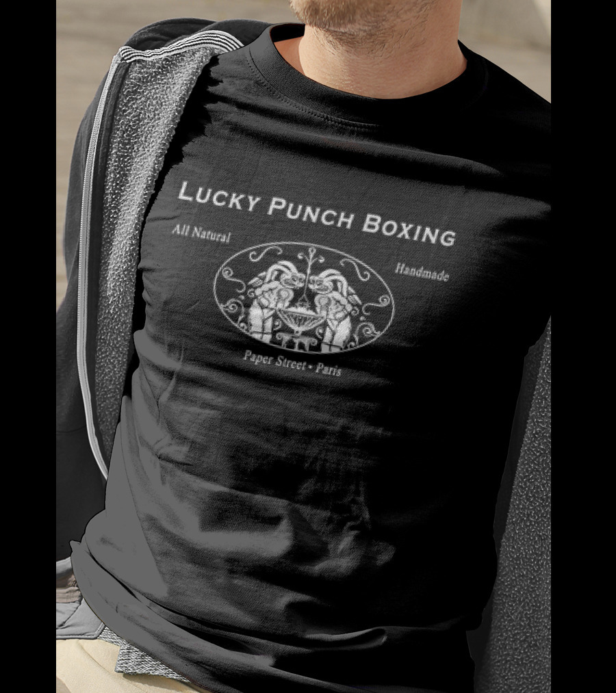 Lucky Punch Boxing All Natural Handmade Paper Street Paris T-Shirt