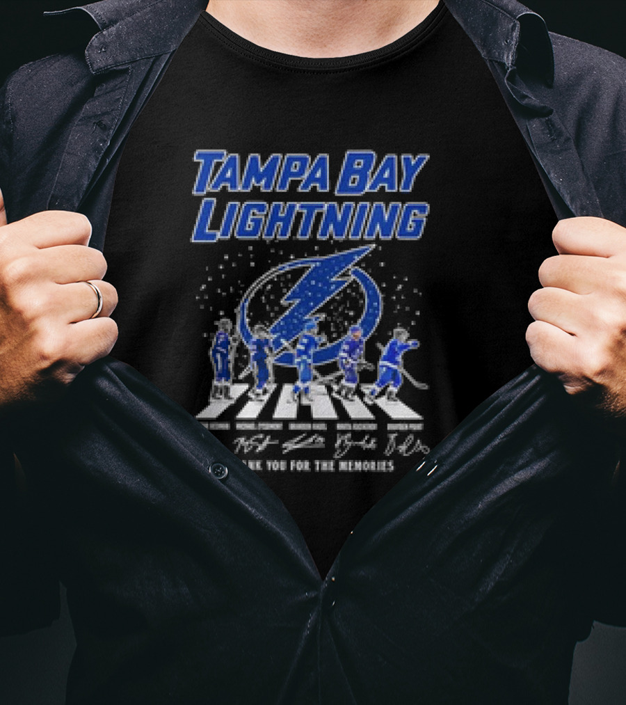 Tampa Bay Lightning Hockey Abbey Road Thank You For The Memories Signatures T-Shirt