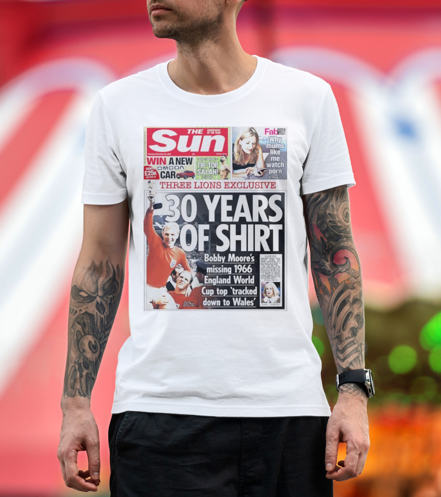 Bobby Moore's Missing 1966 England World Cup Shirt Tracked Down to Wales 30 Years On - The Sun Three Lions Exclusive T-Shirt