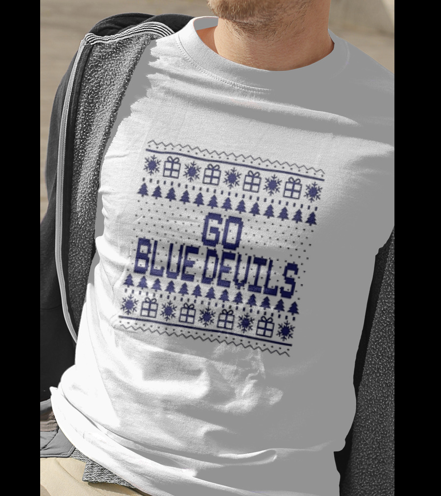 Go Blue Devils Christmas Trees And Snowflakes T-Shirt