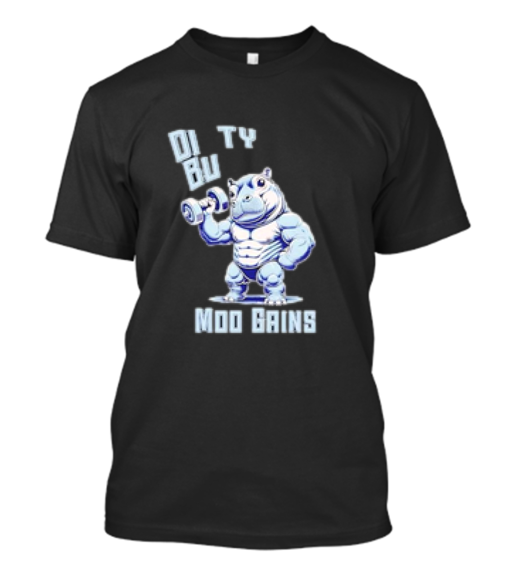 Dirty Bulk Hippo Lifting Moo Gains Gym T-Shirt