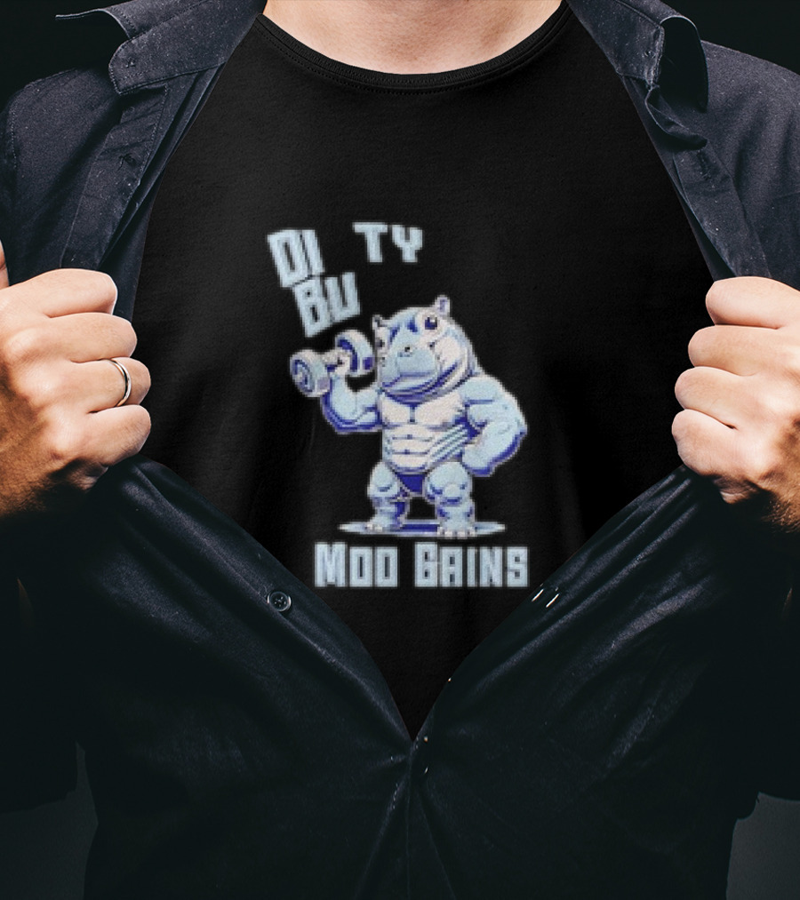 Dirty Bulk Hippo Lifting Moo Gains Gym T-Shirt
