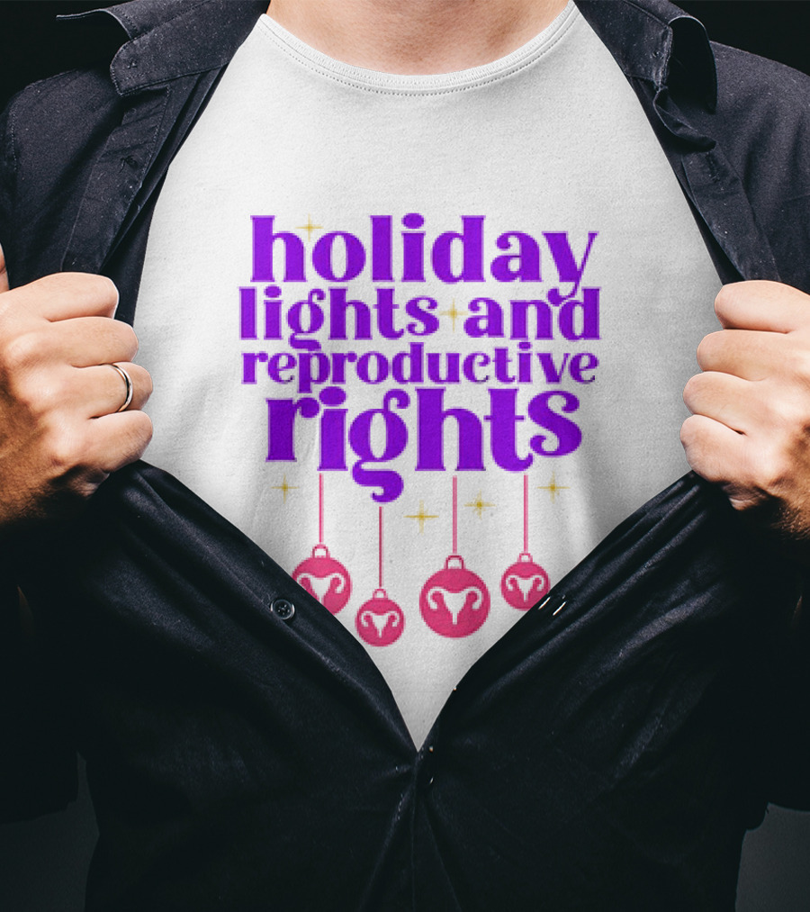 Holiday Lights And Reproductive Rights Ornaments With Symbols T-Shirt