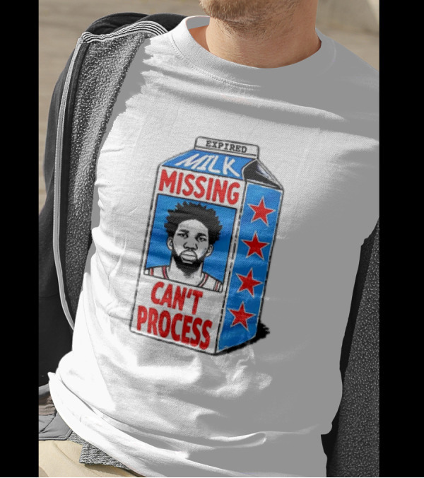 Joel Embiid Philadelphia 76ers Milk Carton Missing Can't Process T-Shirt