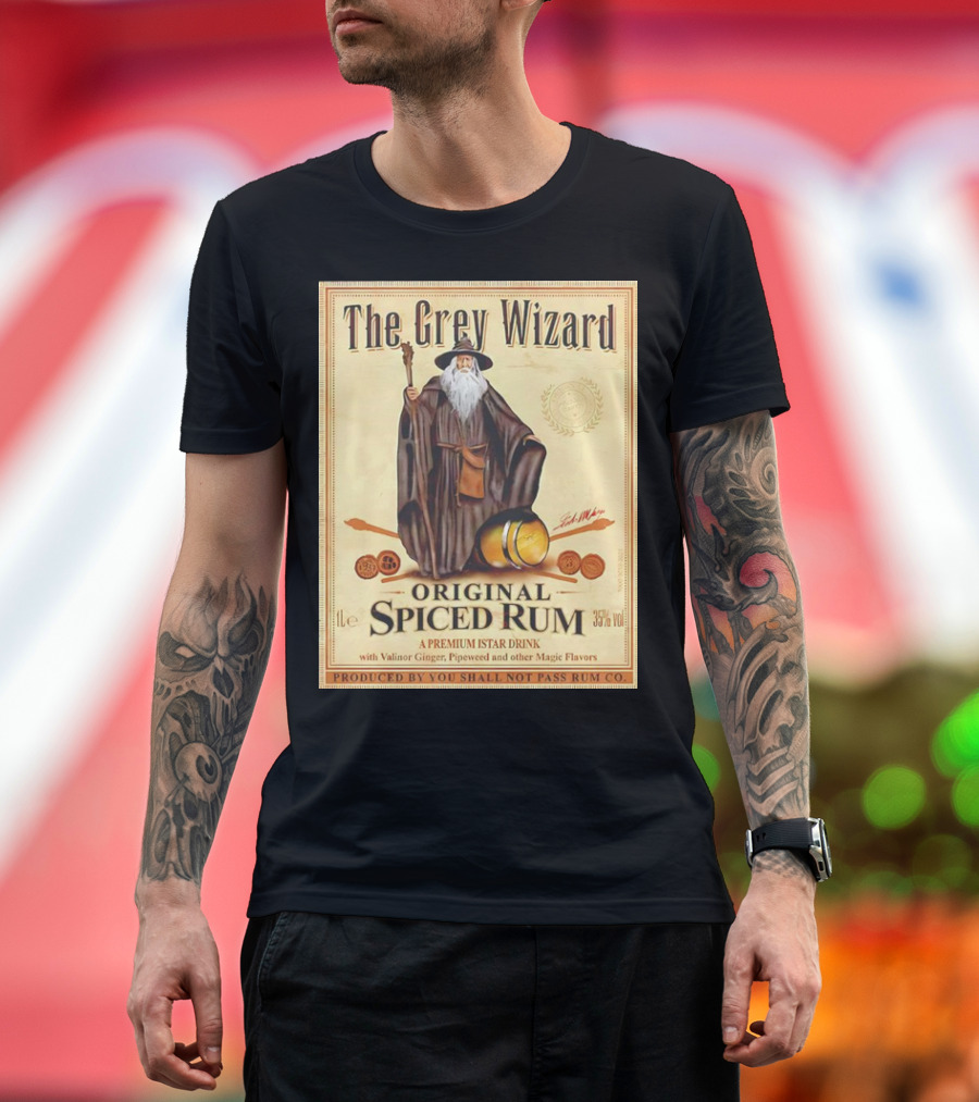 The Grey Wizard Original Spiced Rum Premium Istar Drink Valinor Ginger Pipeweed Magic Flavors T-Shirt