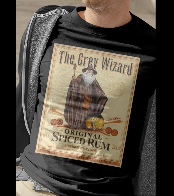 The Grey Wizard Original Spiced Rum Premium Istar Drink Valinor Ginger Pipeweed Magic Flavors T-Shirt