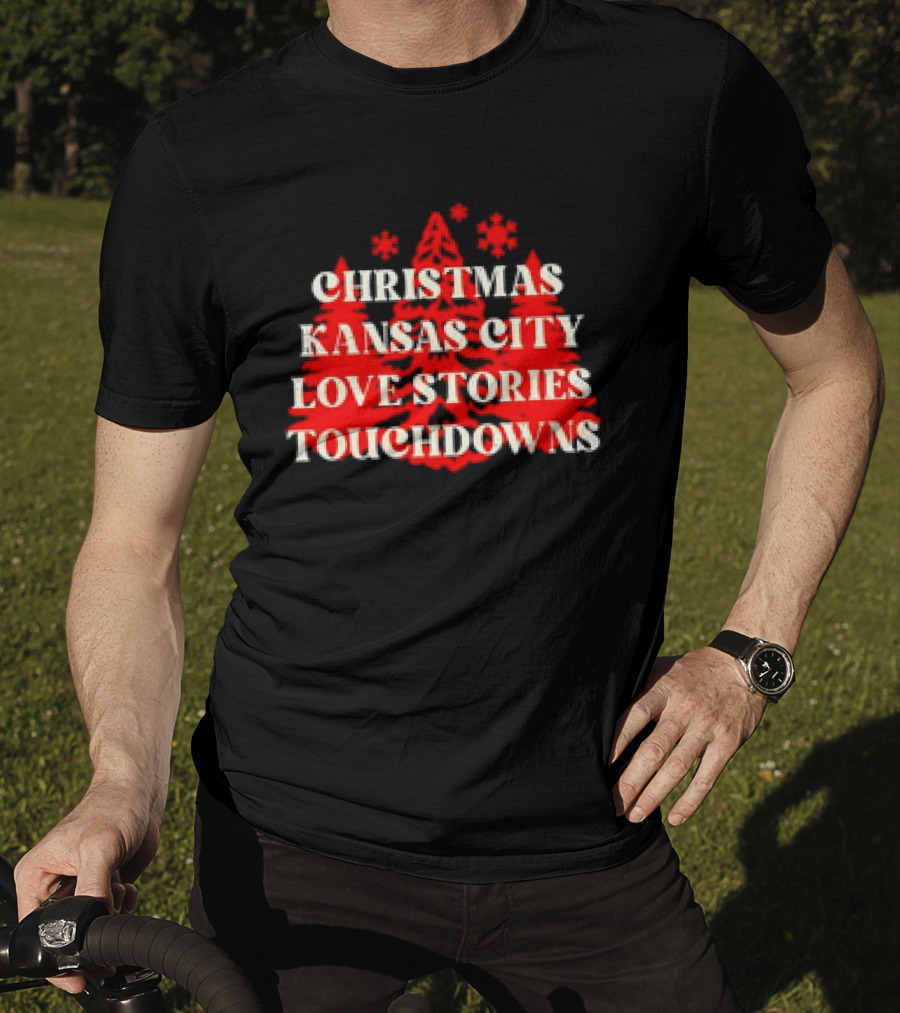 Christmas Kansas City Love Stories Touchdowns T-Shirt