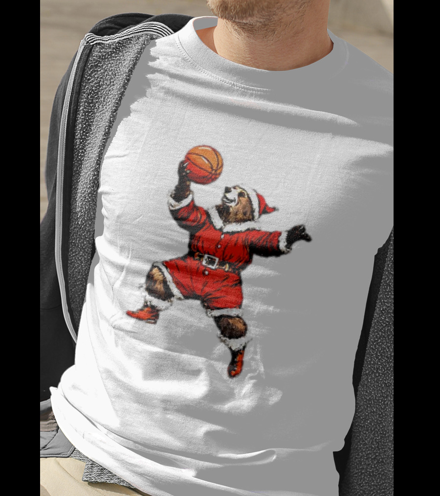 Santa Bear Basketball Holiday T-Shirt