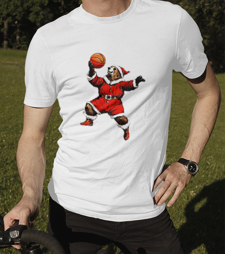 Santa Bear Basketball Holiday T-Shirt
