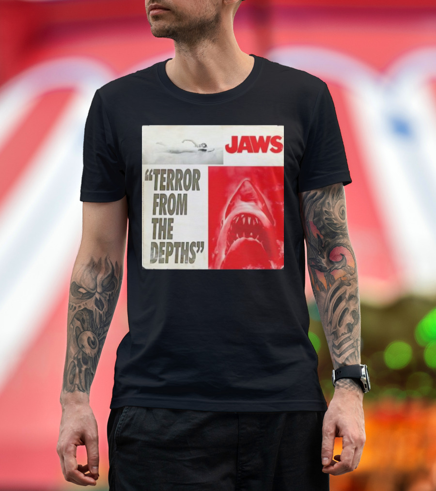 Jaws Terror from the Depths Retro Classic Movie Iconic Shark Attack Scene T-Shirt