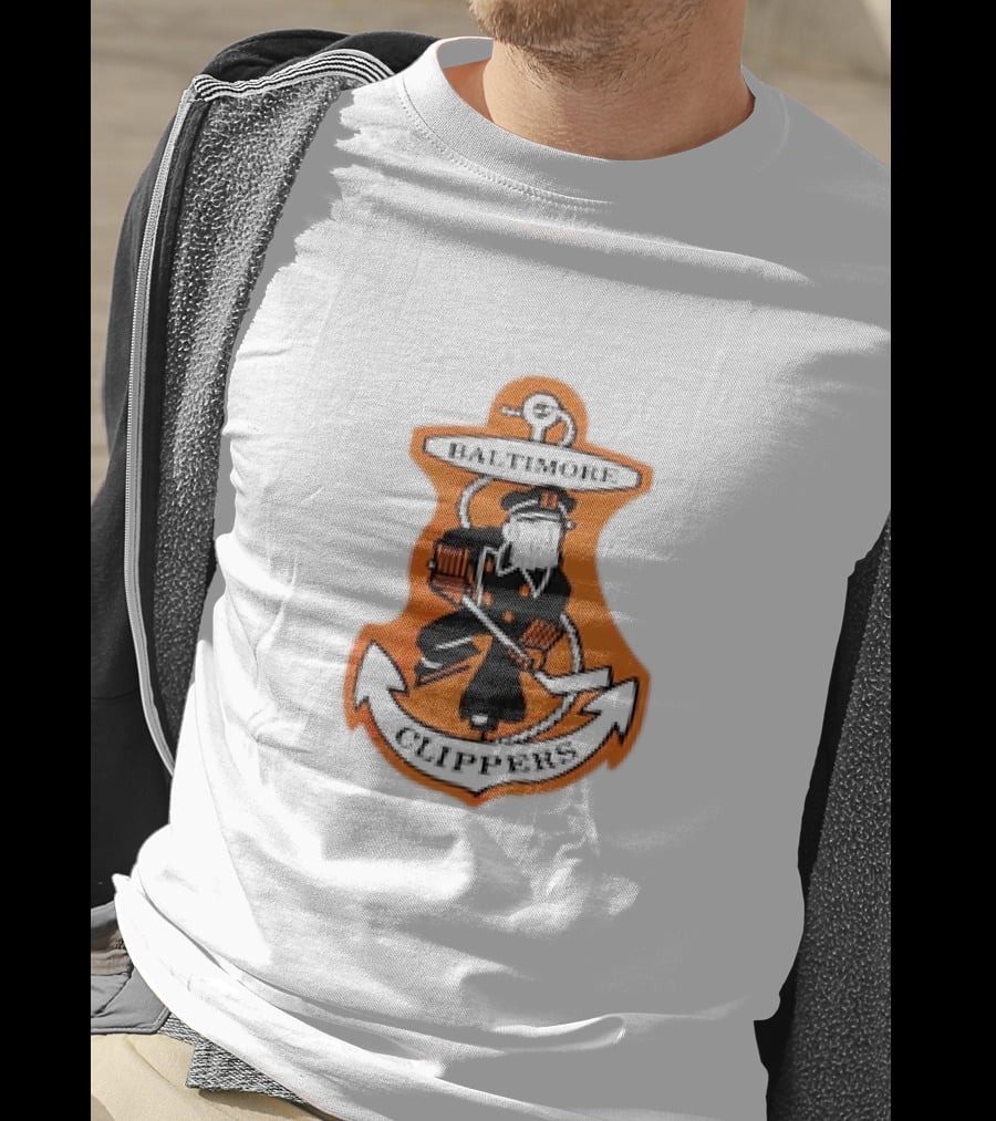 Baltimore Clippers 1962 Retro Style AHL Logo Orange Anchor T-Shirt