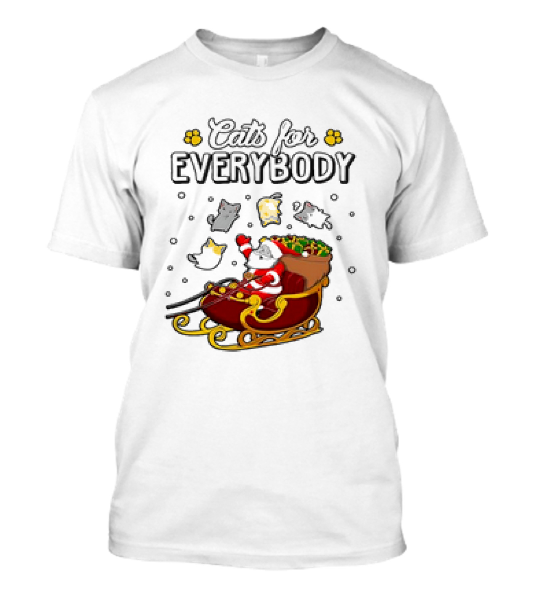 Cats For Everybody Santa Sleigh With Christmas Cats Merry Xmas T-Shirt