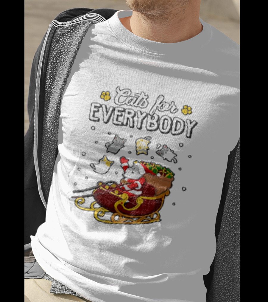 Cats For Everybody Santa Sleigh With Christmas Cats Merry Xmas T-Shirt