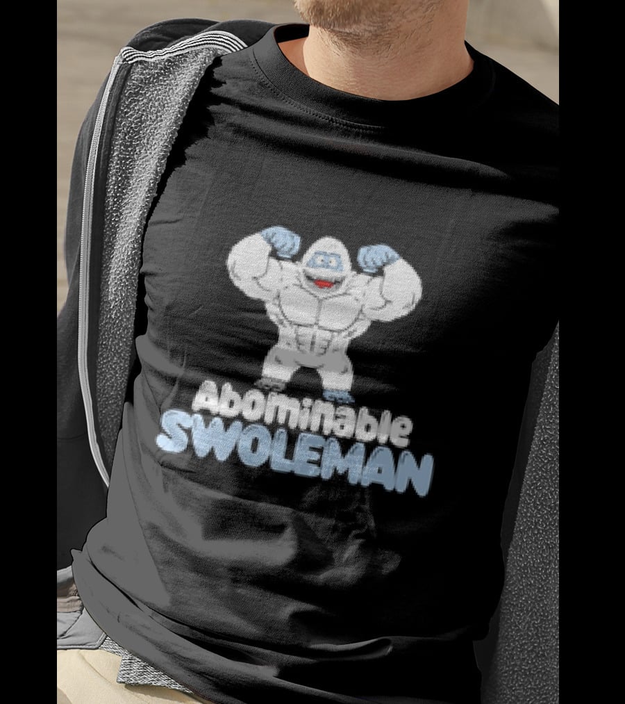 Abominable Swoleman Flexing Cartoon Yeti Meme T-Shirt