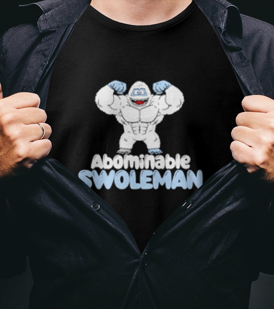 Abominable Swoleman Flexing Cartoon Yeti Meme T-Shirt