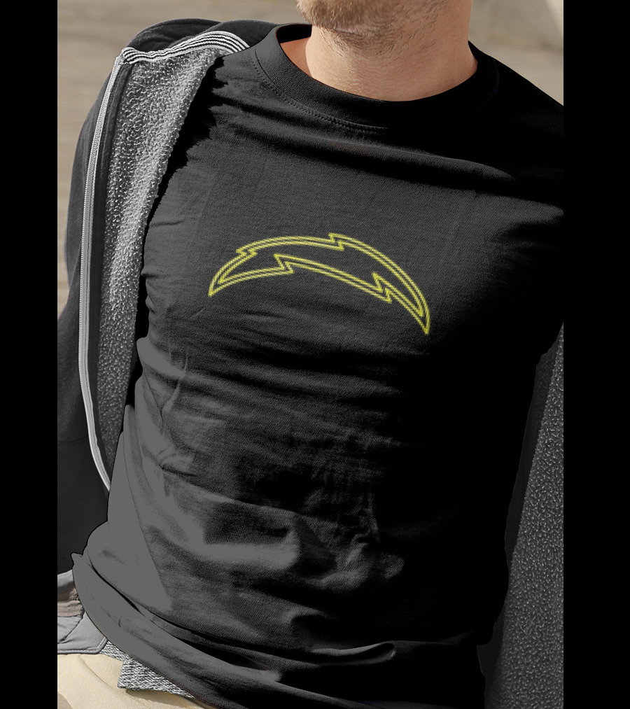 Chargers Danger High Boltage Lightning Bolt Neon Yellow T-Shirt