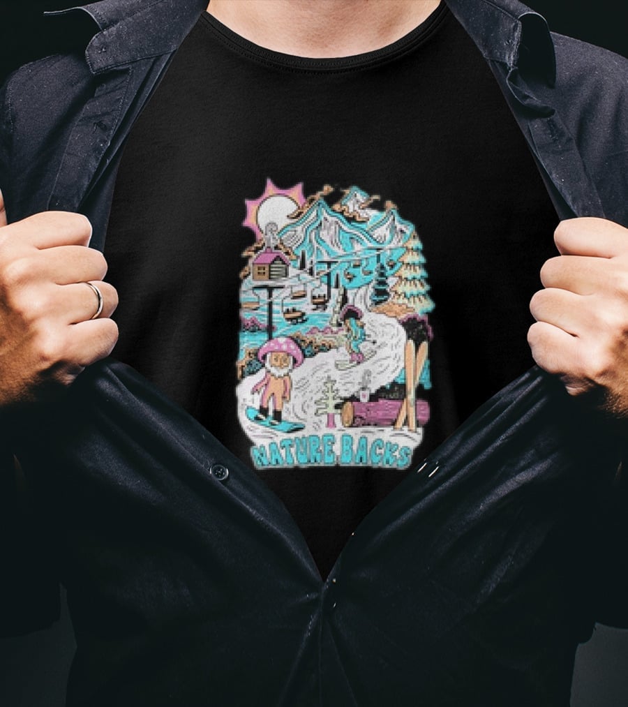 Nature Backs Mountain Cabin Adventure In Winter Wonderland T-Shirt