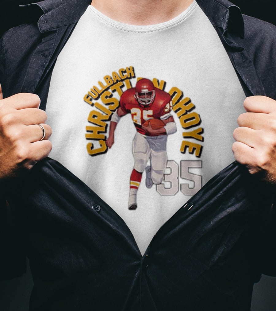 Christian Okoye Kansas City Chiefs Fullback 35 Vintage NFL Football Name ARC T-Shirt