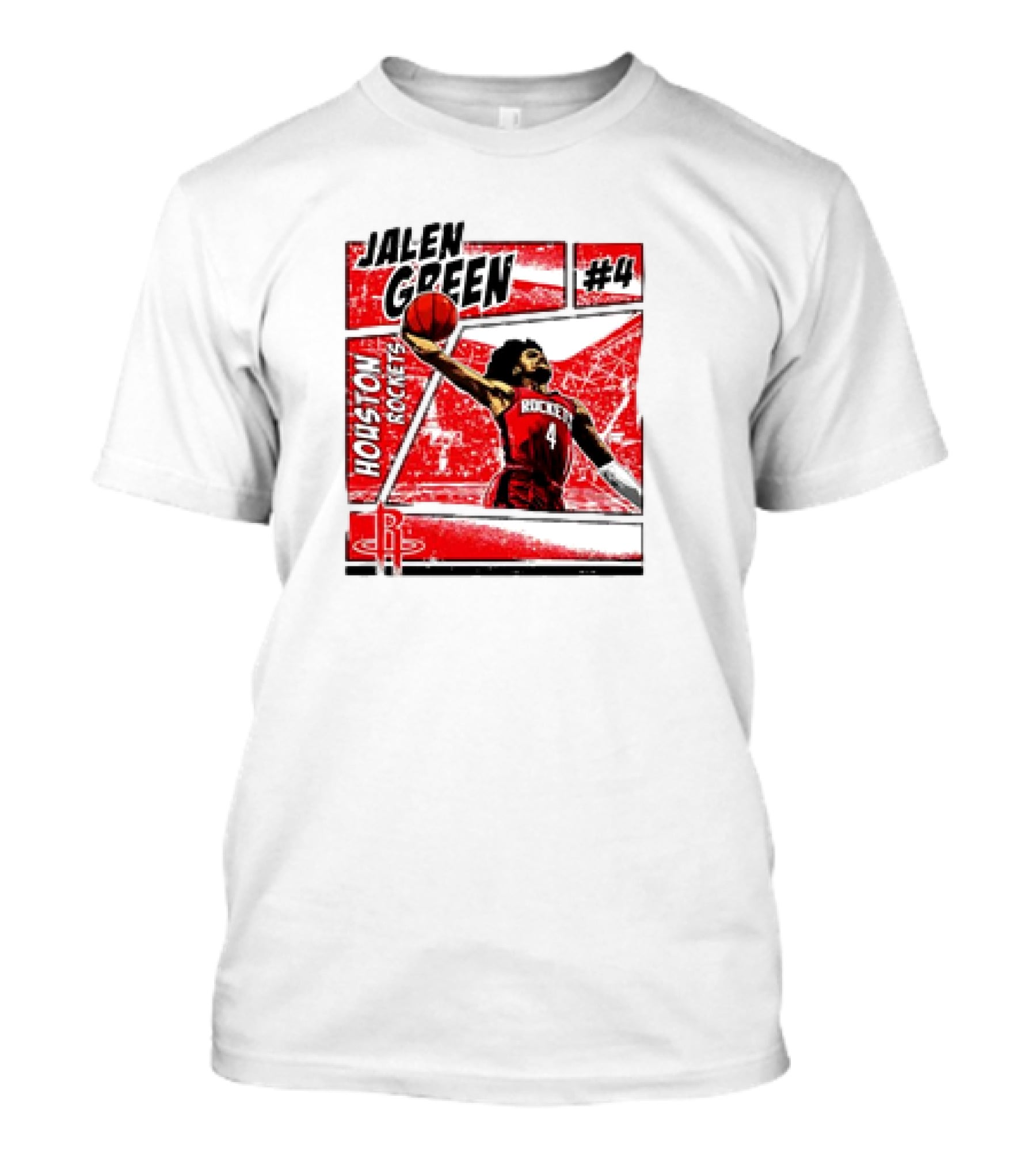 Jalen Green Houston Rockets #4 Comic Style Basketball T-Shirt
