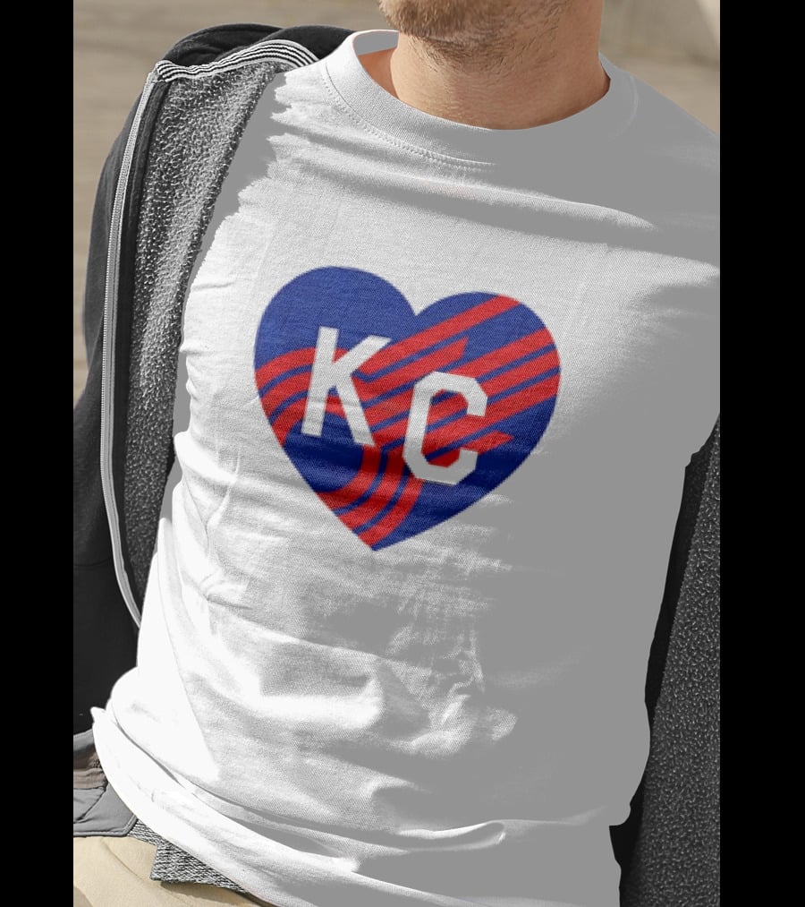 KC Comets Blue Red Striped Heart Love T-Shirt