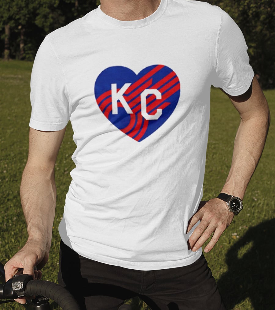 KC Comets Blue Red Striped Heart Love T-Shirt