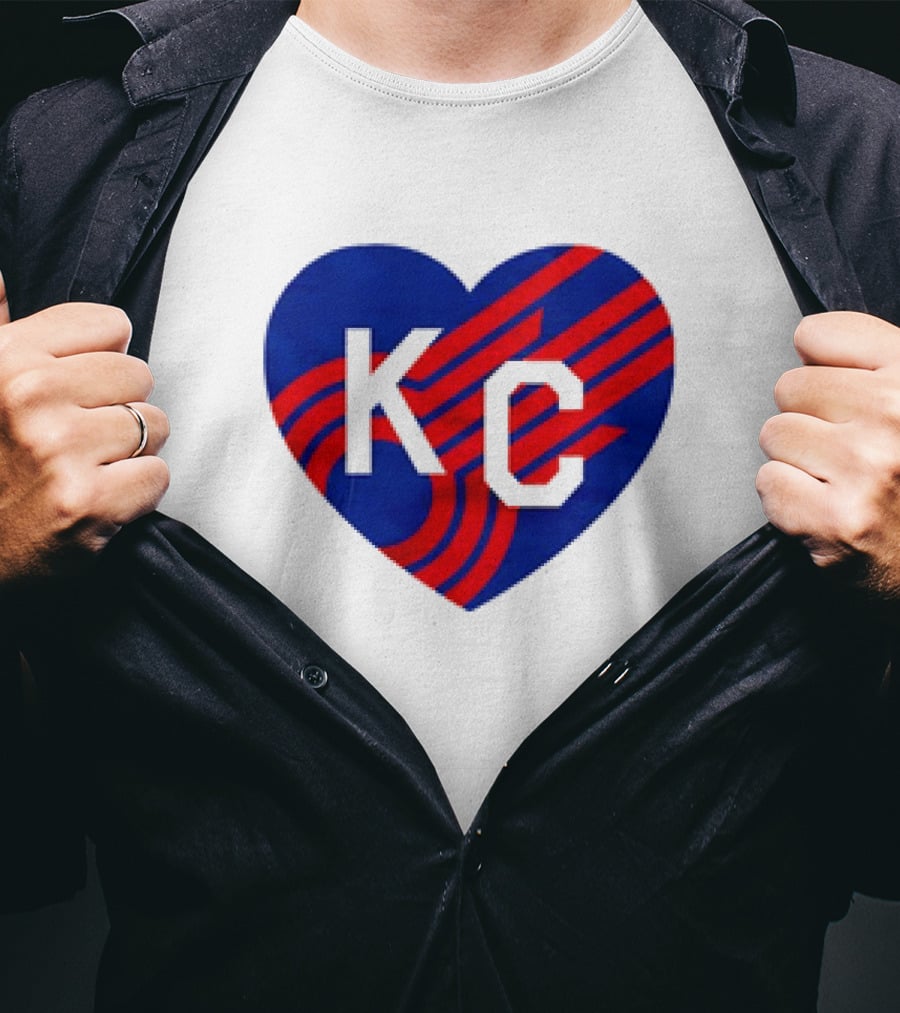 KC Comets Blue Red Striped Heart Love T-Shirt
