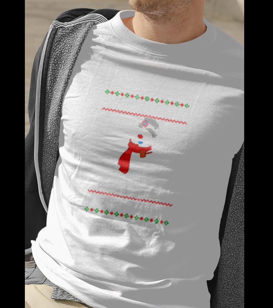 Snowman Santa Hat Red Scarf Christmas T-Shirt