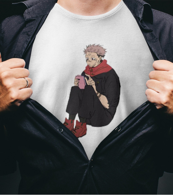 Yuji Itadori Mode Ryomen Sukuna Playing With Phone Jujutsu Kaisen Anime T-Shirt