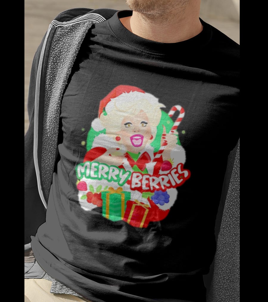 Merry Berries Christmas Santa Hat Candy Cane Gifts T-Shirt