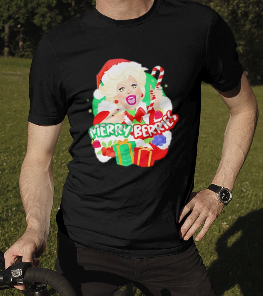 Merry Berries Christmas Santa Hat Candy Cane Gifts T-Shirt