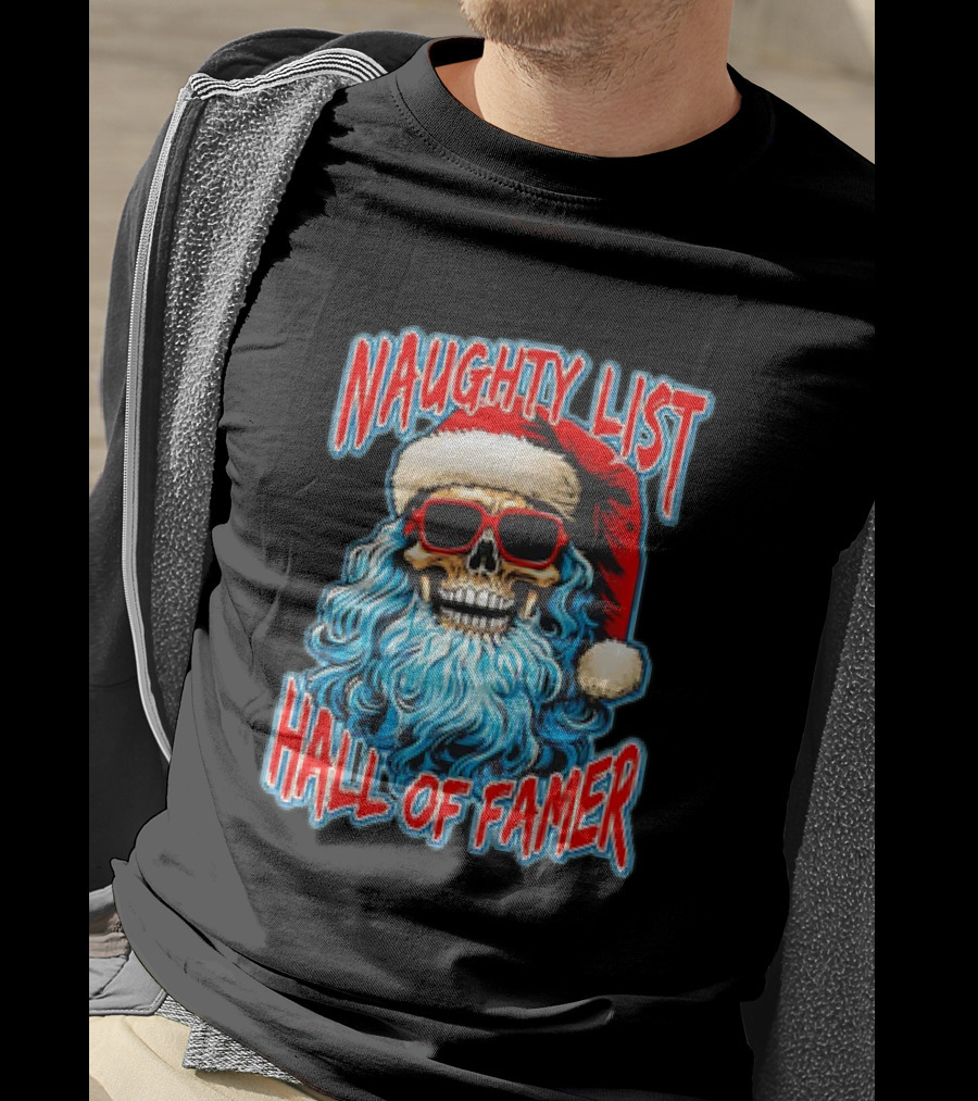 Naughty List Hall Of Famer Santa Claus Skeleton T-Shirt