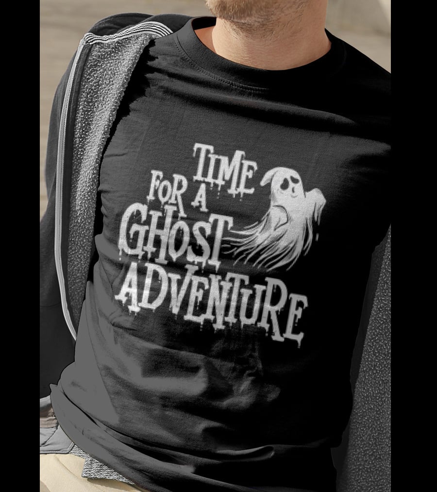 Skeleton Time For A Ghost Adventure With Spooky White Specter T-Shirt