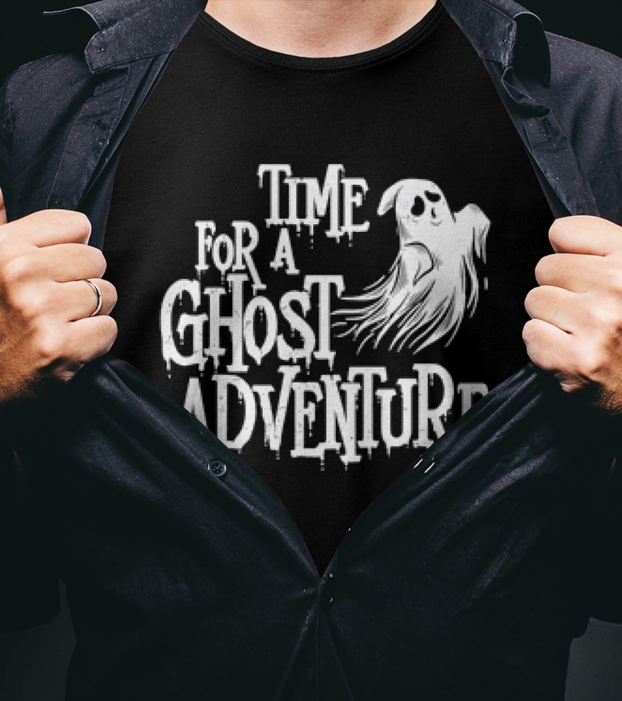 Skeleton Time For A Ghost Adventure With Spooky White Specter T-Shirt