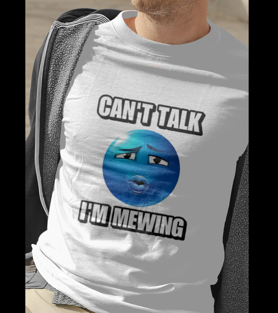 Can't Talk Blue Emoji Mewing Meme T-Shirt