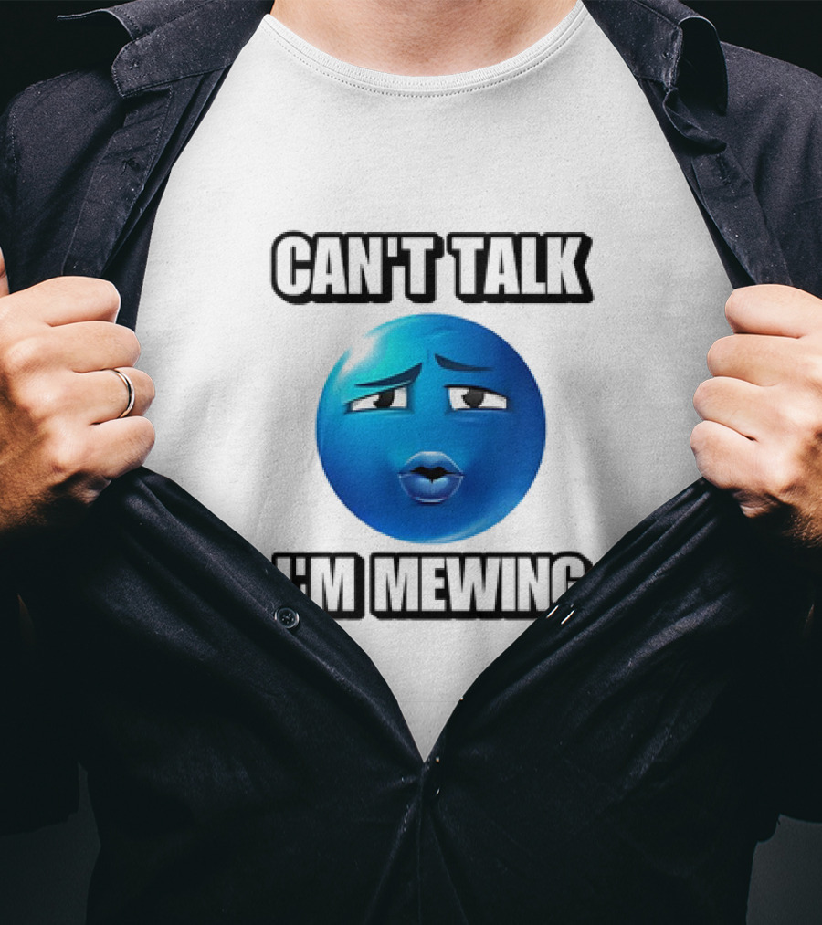 Can't Talk Blue Emoji Mewing Meme T-Shirt