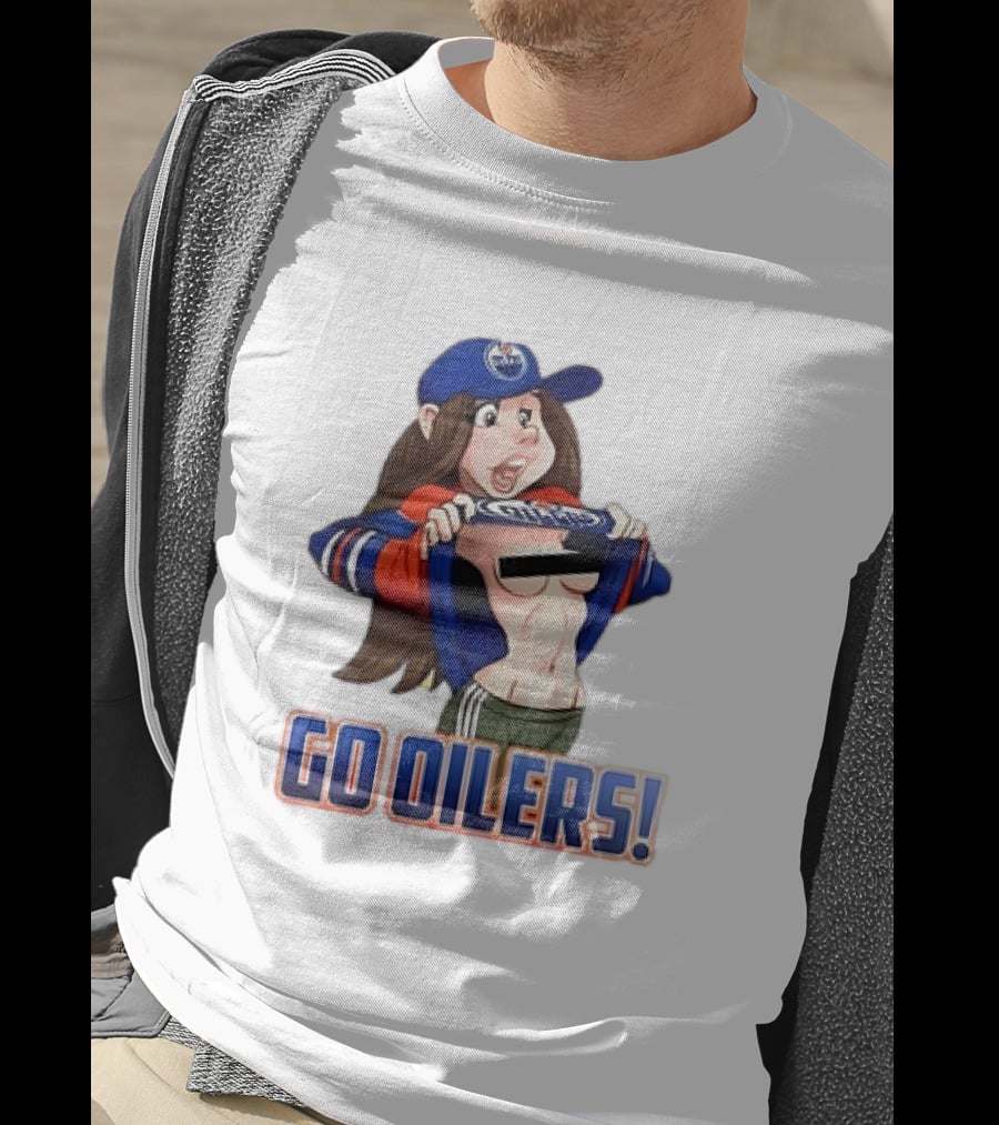 Edmonton Oilers Fan Girl Cartoon Go Oilers Enthusiasm T-Shirt