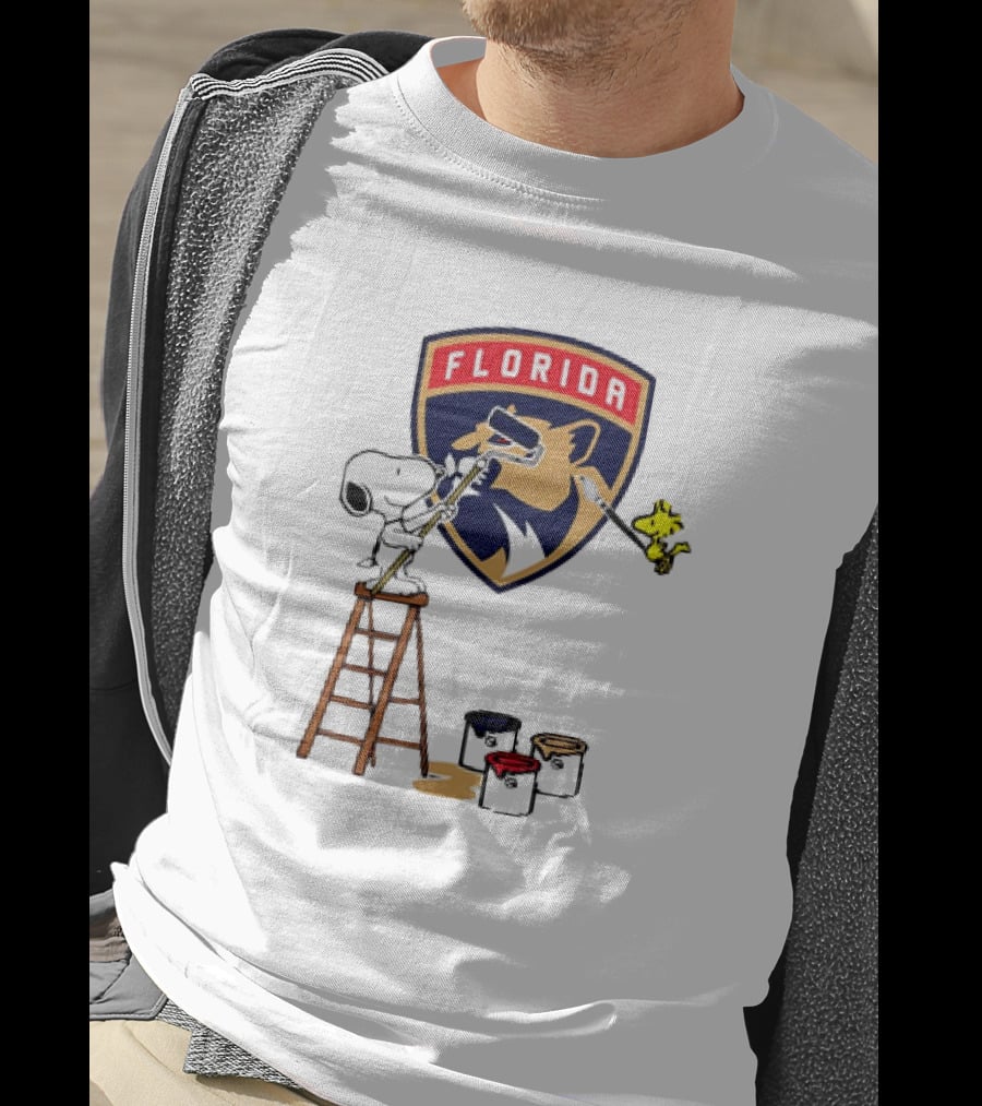 Snoopy And Woodstock Painting Florida Panthers T-Shirt