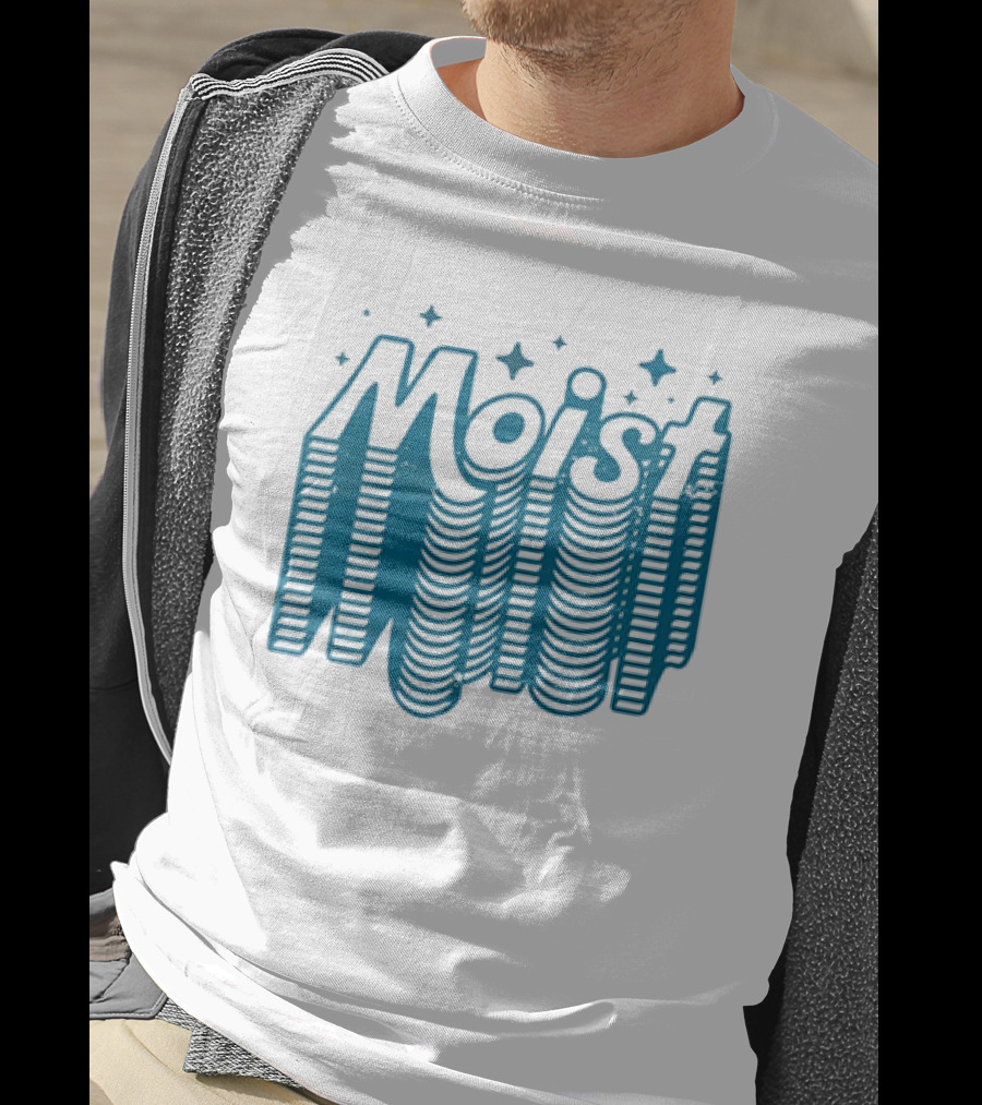 Moist 3D Text With Stars V2 T-Shirt