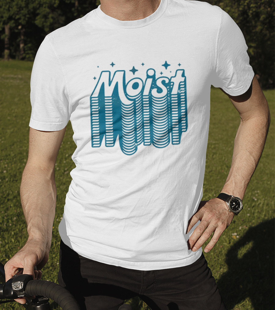 Moist 3D Text With Stars V2 T-Shirt