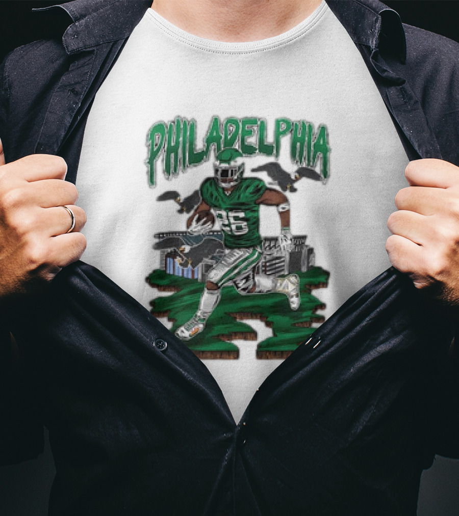 Philadelphia Eagles Saquon Barkley Bird Gang Running Player With Birds T-Shirt